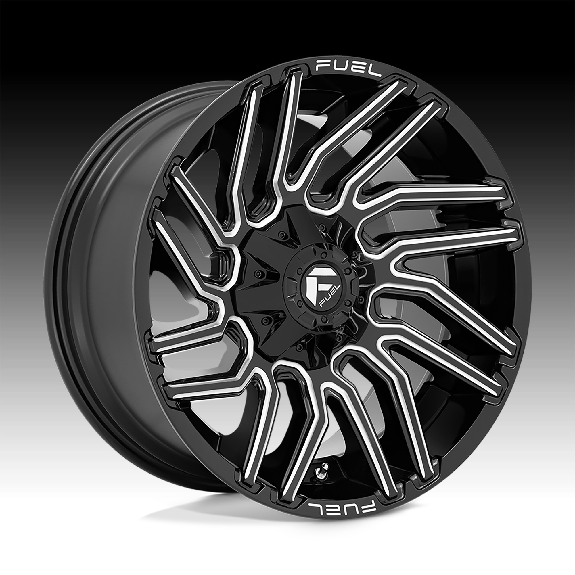 Fuel Typhoon D Gloss Black Milled Custom Truck Wheels D